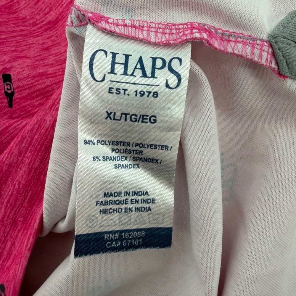 Chaps Golf Mens XL Pink Heather Golf Polo Shirt All Over Print‎ Cart Bottles - Picture 5 of 7